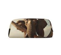 PPTHSNVB Pencil Case Resting Elephant Pencil Pouch with Zipper Pencil Bag Large Capacity Leather Pencil Pouch Portable Makeup Bag for Women Men