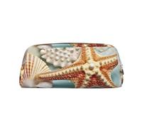 PPTHSNVB Pencil Case Sea Shell Starfish Pencil Pouch with Zipper Pencil Bag Large Capacity Leather Pencil Pouch Portable Makeup Bag for Women Men