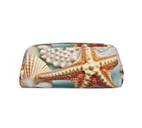 PPTHSNVB Pencil Case Sea Shell Starfish Pencil Pouch with Zipper Pencil Bag Large Capacity Leather Pencil Pouch Portable Makeup Bag for Women Men