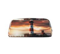 PPTHSNVB Pencil Case Seaside Lighthouse Pencil Pouch with Zipper Pencil Bag Large Capacity Leather Pencil Pouch Portable Makeup Bag for Women Men