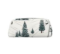 PPTHSNVB Pencil Case Ski Lift With Fir Tree Pencil Pouch with Zipper Pencil Bag Large Capacity Leather Pencil Pouch Portable Makeup Bag for Women Men