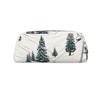 PPTHSNVB Pencil Case Ski Lift With Fir Tree Pencil Pouch with Zipper Pencil Bag Large Capacity Leather Pencil Pouch Portable Makeup Bag for Women Men