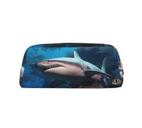 PPTHSNVB Pencil Case Submarine Shark Coral Pencil Pouch with Zipper Pencil Bag Large Capacity Leather Pencil Pouch Portable Makeup Bag for Women Men