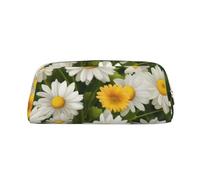 PPTHSNVB Pencil Case Summer Floral Daisies Flower Pencil Pouch with Zipper Pencil Bag Large Capacity Leather Pencil Pouch Portable Makeup Bag for Women Men