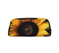 PPTHSNVB Pencil Case Sunflower on Black Background Pencil Pouch with Zipper Pencil Bag Large Capacity Leather Pencil Pouch Portable Makeup Bag for Women Men