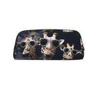 PPTHSNVB Pencil Case Three giraffes wearing sunglasses Pencil Pouch with Zipper Pencil Bag Large Capacity Leather Pencil Pouch Portable Makeup Bag for Women Men