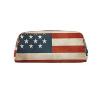 PPTHSNVB Pencil Case Vintage American USA Flag Pencil Pouch with Zipper Pencil Bag Large Capacity Leather Pencil Pouch Portable Makeup Bag for Women Men