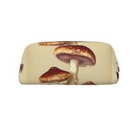 PPTHSNVB Pencil Case Vintage Edible Mushrooms Pencil Pouch with Zipper Pencil Bag Large Capacity Leather Pencil Pouch Portable Makeup Bag for Women Men