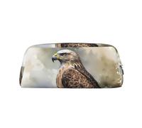 PPTHSNVB Pencil Case Watercolor of Hawk Sitting in The Tree Pencil Pouch with Zipper Pencil Bag Large Capacity Leather Pencil Pouch Portable Makeup Bag for Women Men