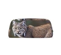 PPTHSNVB Pencil Case Wild bobcat Pencil Pouch with Zipper Pencil Bag Large Capacity Leather Pencil Pouch Portable Makeup Bag for Women Men