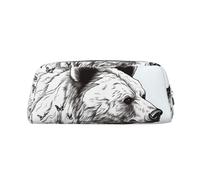 PPTHSNVB Pencil Case Wildlife Hand Drawn Bear Animal Pencil Pouch with Zipper Pencil Bag Large Capacity Leather Pencil Pouch Portable Makeup Bag for Women Men