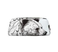 PPTHSNVB Pencil Case Wildlife Hand Drawn Bear Animal Pencil Pouch with Zipper Pencil Bag Large Capacity Leather Pencil Pouch Portable Makeup Bag for Women Men