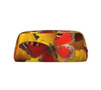 PPTHSNVB Pencil Case Yellow Sunflowers with Red Butterfly Pencil Pouch with Zipper Pencil Bag Large Capacity Leather Pencil Pouch Portable Makeup Bag for Women Men