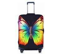PPTHSNVB Rainbow Butterfly Luggage Covers for Suitcase Elastic Suitcase Cover Protector Dustproof Anti-Scratch Thicken Travel Luggage Cover Washable Baggage Covers Fit 18-32 Inch Luggage, Black, S