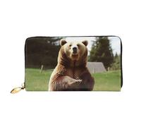 PPTHSNVB Rainbow Butterfly Women's Wallet Large Capacity Credit Card Holder Zip Phone Clutch Ladies Travel Purse, Hi Bear Sit On The Lawn, One Size, Classic