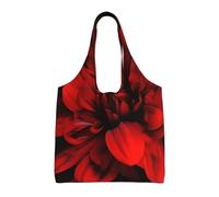 PPTHSNVB Red Flower on Black Canvas Tote Bag for Women Reusable Shopping Grocery Bags with Handles Cloth bags