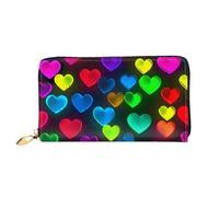 PPTHSNVB Red Flower on Black Women's Wallet Large Capacity Credit Card Holder Zip Phone Clutch Ladies Travel Purse, Rainbow Hearts, One Size, Classic
