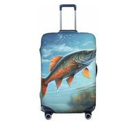 PPTHSNVB Safflower Flying Fish Luggage Covers for Suitcase Elastic Suitcase Cover Protector Dustproof Anti-Scratch Thicken Travel Luggage Cover Washable Baggage Covers Fit 18-32 Inch Luggage, Black, S