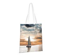 PPTHSNVB Sailing Boat on the Sea Canvas Tote Bag for Women Reusable Shopping Grocery Bags with Handles Cloth bags