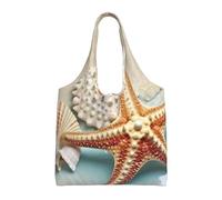 PPTHSNVB Sea Shell Starfish Canvas Tote Bag for Women Reusable Shopping Grocery Bags with Handles Cloth bags
