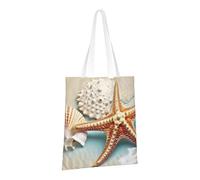 PPTHSNVB Sea Shell Starfish Canvas Tote Bag for Women Reusable Shopping Grocery Bags with Handles Cloth bags