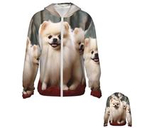 PPTHSNVB Short-haired pomeranian dog Sun Protection Hoodie Jacket UPF 50+ Full Zip Long Sleeve Sun Shirts With Pockets Rash Guard Medium