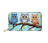 PPTHSNVB Ski Lift With Fir Tree Women's Wallet Large Capacity Credit Card Holder Zip Phone Clutch Ladies Travel Purse, Owls On A Branch, One Size, Classic