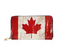 PPTHSNVB Ski Lift With Fir Tree Women's Wallet Large Capacity Credit Card Holder Zip Phone Clutch Ladies Travel Purse, Retro Canada Flag, One Size, Classic