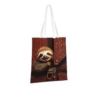 PPTHSNVB Sloth on zipper Canvas Tote Bag for Women Reusable Shopping Grocery Bags with Handles Cloth bags