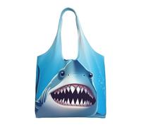 PPTHSNVB Smiling Shark Canvas Tote Bag for Women Reusable Shopping Grocery Bags with Handles Cloth bags