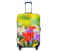 PPTHSNVB Spring Flowers Luggage Covers for Suitcase Elastic Suitcase Cover Protector Dustproof Anti-Scratch Thicken Travel Luggage Cover Washable Baggage Covers Fit 18-32 Inch Luggage, Black, M
