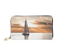 PPTHSNVB Spring Flowers Women's Wallet Large Capacity Credit Card Holder Zip Phone Clutch Ladies Travel Purse, Sailing Boat On The Sea, One Size, Classic