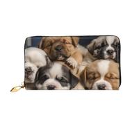 PPTHSNVB Spring Flowers Women's Wallet Large Capacity Credit Card Holder Zip Phone Clutch Ladies Travel Purse, Sleepy Dogs, One Size, Classic