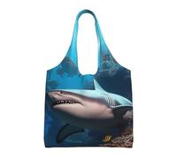 PPTHSNVB Submarine Shark Coral Canvas Tote Bag for Women Reusable Shopping Grocery Bags with Handles Cloth bags