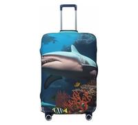 PPTHSNVB Submarine Shark Coral Luggage Covers for Suitcase Elastic Suitcase Cover Protector Dustproof Anti-Scratch Thicken Travel Luggage Cover Washable Baggage Covers Fit 18-32 Inch Luggage, Black