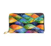 PPTHSNVB Submarine Shark Coral Women's Wallet Large Capacity Credit Card Holder Zip Phone Clutch Ladies Travel Purse, Rainbow Fish Scale, One Size, Classic