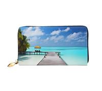 PPTHSNVB Submarine Shark Coral Women's Wallet Large Capacity Credit Card Holder Zip Phone Clutch Ladies Travel Purse, Maldives Holidays, One Size, Classic
