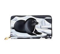 PPTHSNVB Submarine Shark Coral Women's Wallet Large Capacity Credit Card Holder Zip Phone Clutch Ladies Travel Purse, Seals On Ice, One Size, Classic