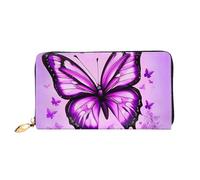 PPTHSNVB Submarine Shark Coral Women's Wallet Large Capacity Credit Card Holder Zip Phone Clutch Ladies Travel Purse, Purple Butterfly, One Size, Classic