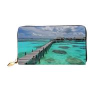PPTHSNVB Submarine Shark Coral Women's Wallet Large Capacity Credit Card Holder Zip Phone Clutch Ladies Travel Purse, Maldives Scenery, One Size, Classic