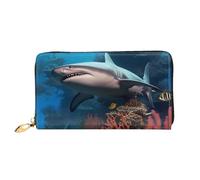 PPTHSNVB Submarine Shark Coral Women's Wallet Large Capacity Credit Card Holder Zip Phone Clutch Ladies Travel Purse, Submarine Shark Coral, One Size, Classic