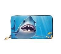 PPTHSNVB Summer Floral Daisies Flower Women's Wallet Large Capacity Credit Card Holder Zip Phone Clutch Ladies Travel Purse, Smiling Shark, One Size, Classic