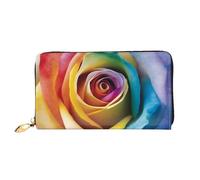 PPTHSNVB Summer Floral Daisies Flower Women's Wallet Large Capacity Credit Card Holder Zip Phone Clutch Ladies Travel Purse, Rainbow Rose Flower, One Size, Classic