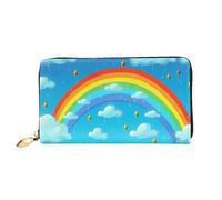 PPTHSNVB Summer Floral Daisies Flower Women's Wallet Large Capacity Credit Card Holder Zip Phone Clutch Ladies Travel Purse, Rainbow Clouds Raindrop, One Size, Classic