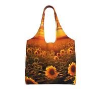 PPTHSNVB Sunflower Field Sunset Sea of Flowers Canvas Tote Bag for Women Reusable Shopping Grocery Bags with Handles Cloth bags