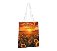 PPTHSNVB Sunflower Field Sunset Sea of Flowers Canvas Tote Bag for Women Reusable Shopping Grocery Bags with Handles Cloth bags