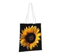 PPTHSNVB Sunflower on Black Background Canvas Tote Bag for Women Reusable Shopping Grocery Bags with Handles Cloth bags