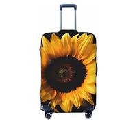 PPTHSNVB Sunflower on Black Background Luggage Covers for Suitcase Elastic Suitcase Cover Protector Dustproof Anti-Scratch Thicken Travel Luggage Cover Washable Baggage Covers Fit 18-32 Inch Luggage