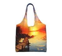 PPTHSNVB Sunset scenery Canvas Tote Bag for Women Reusable Shopping Grocery Bags with Handles Cloth bags
