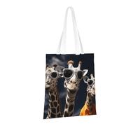 PPTHSNVB Three giraffes wearing sunglasses Canvas Tote Bag for Women Reusable Shopping Grocery Bags with Handles Cloth bags